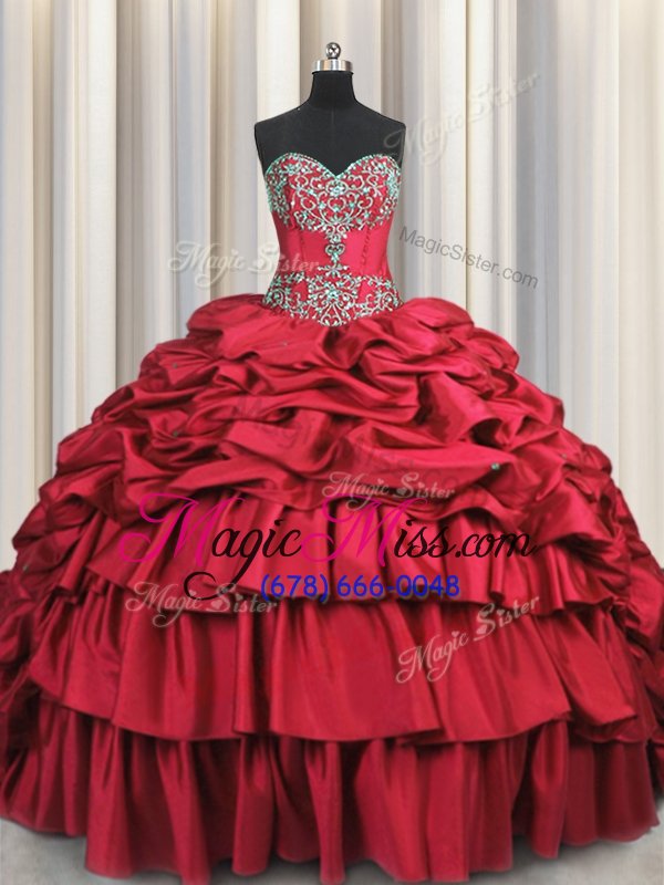 wholesale luxurious black sleeveless brush train beading and embroidery and ruffled layers and pick ups quince ball gowns