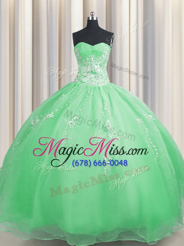 wholesale fashion zipper up sweetheart sleeveless quinceanera gowns floor length beading and appliques organza