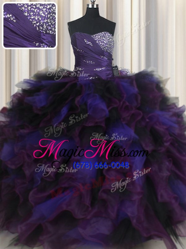 wholesale dramatic multi-color lace up sweetheart beading and ruffles vestidos de quinceanera tulle sleeveless