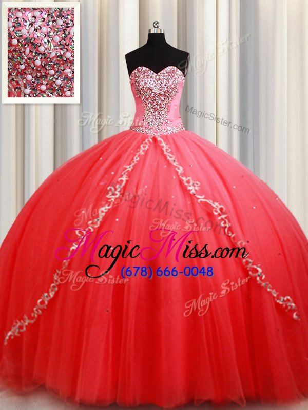 wholesale elegant sweetheart sleeveless tulle quinceanera gown beading and appliques lace up