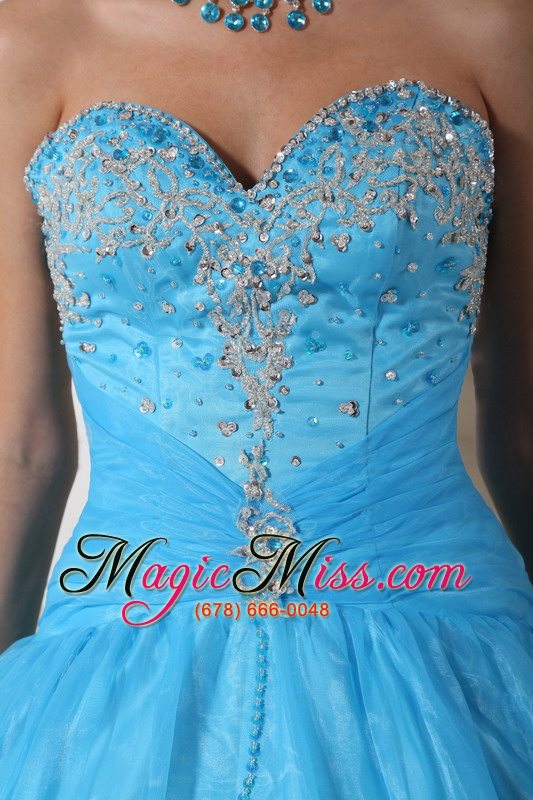 wholesale baby blue ball gown sweetheart floor-length taffeta and organza appliques quinceanera dress