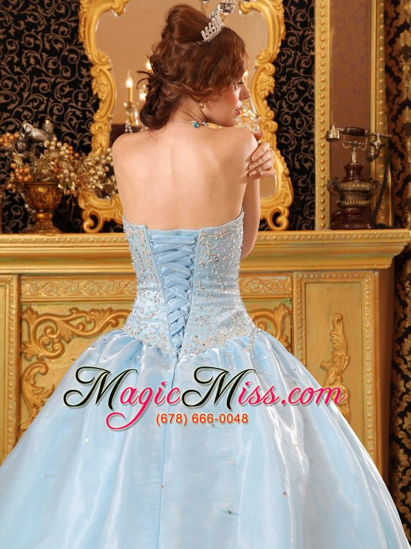 wholesale baby blue ball gown strapless floor-length organza beading quinceanera dress