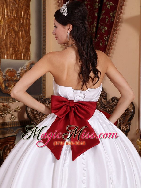 wholesale white ball gown strapless floor-length taffeta sashes/ribbons quinceanera dress