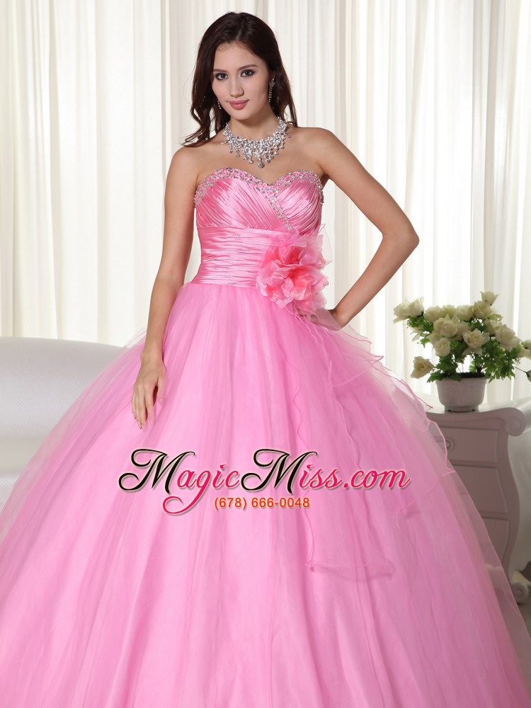 wholesale pink gown sweetheart floor-length tulle beading quinceanera dress