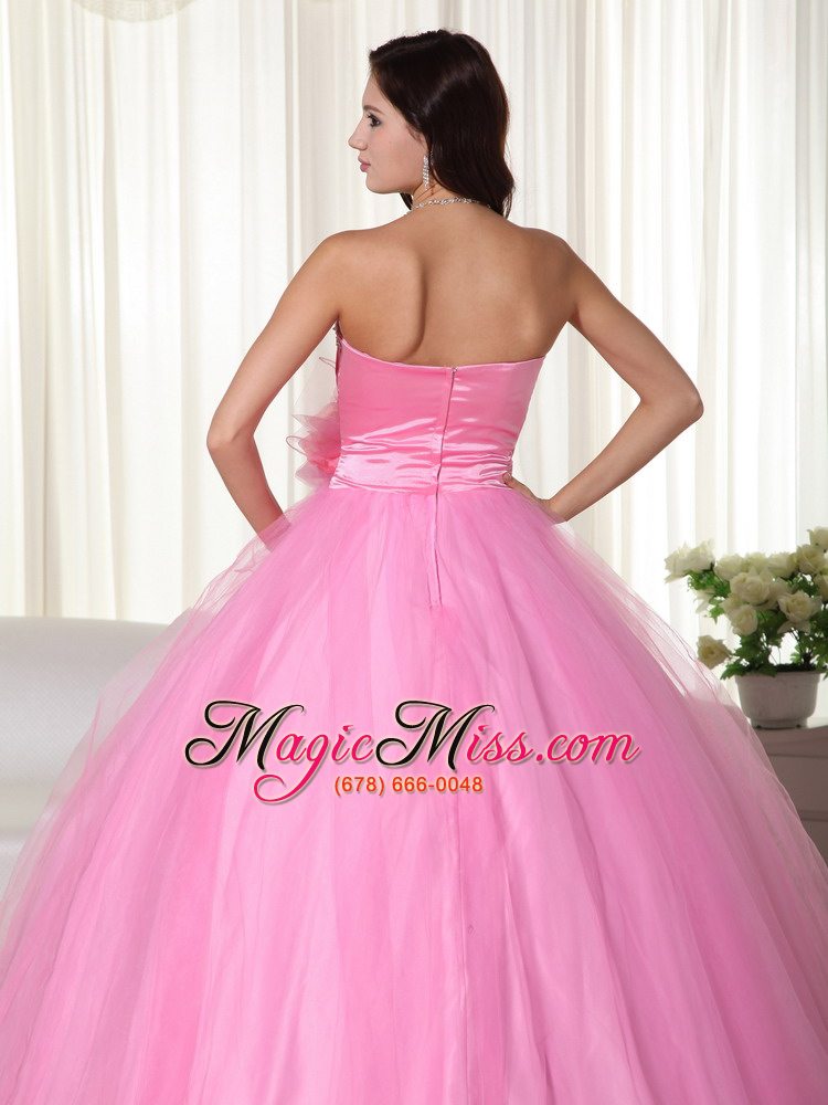 wholesale pink gown sweetheart floor-length tulle beading quinceanera dress