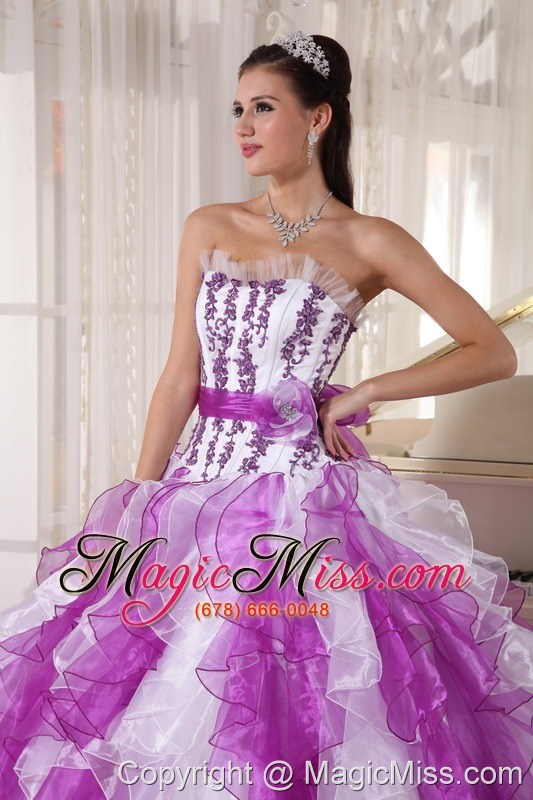 wholesale colorful ball gown strapless floor-length organza beading quinceanera dress