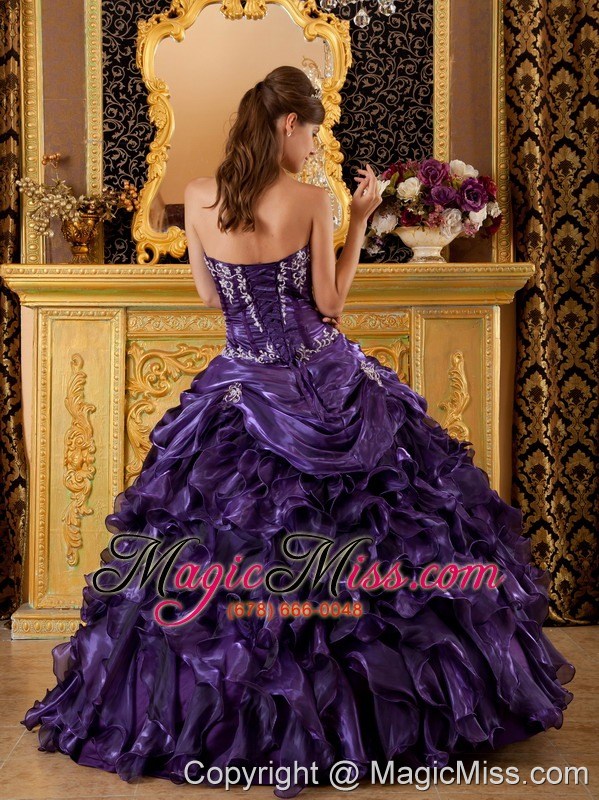 wholesale purple ball gown sweetheart floor-length ruffles organza quinceanera dress