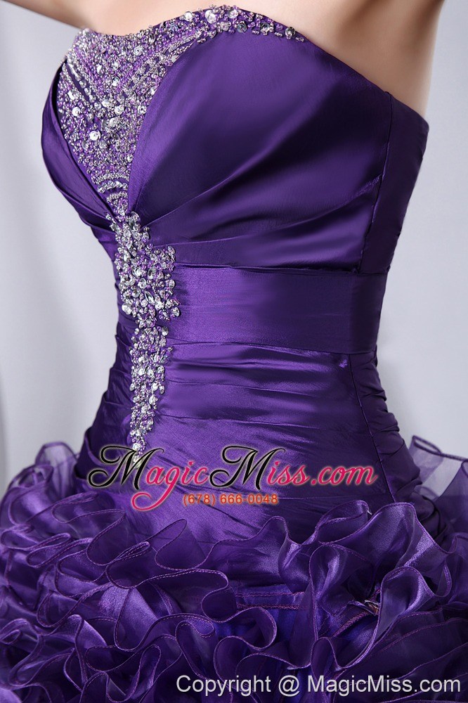 wholesale purple a-line / princess strapless floor-length organza beading and hand made flowers quinceanea dress