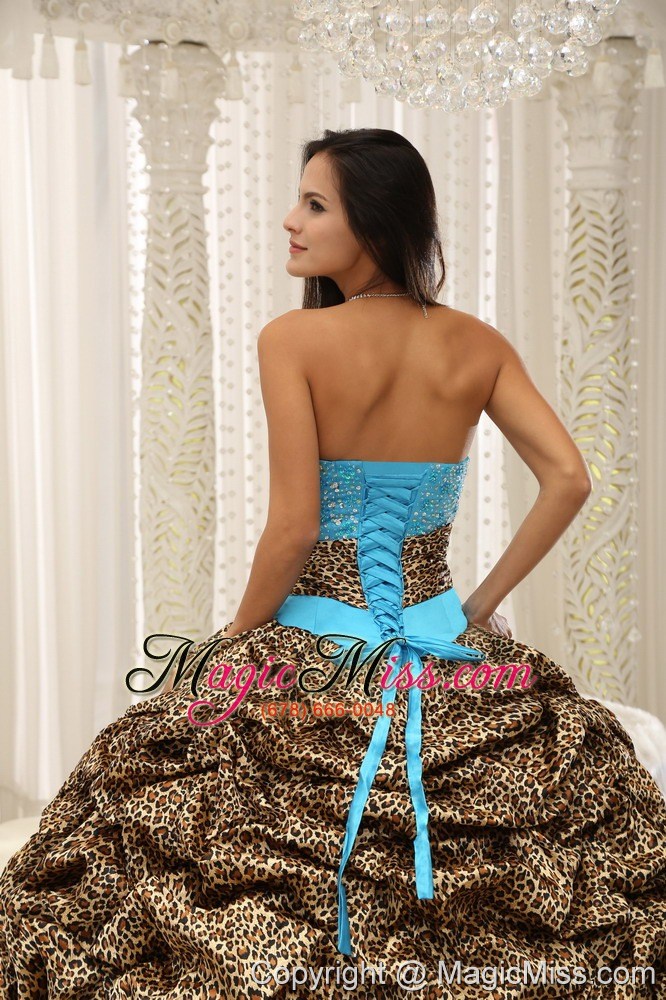 wholesale leopard and organza beading decorate sweetheart neckline exquisite style for 2013 quinceanera dress