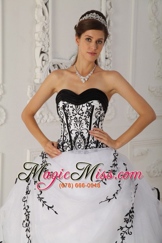 wholesale white ball gown sweetheart floor-length satin and organza quinceanera dress