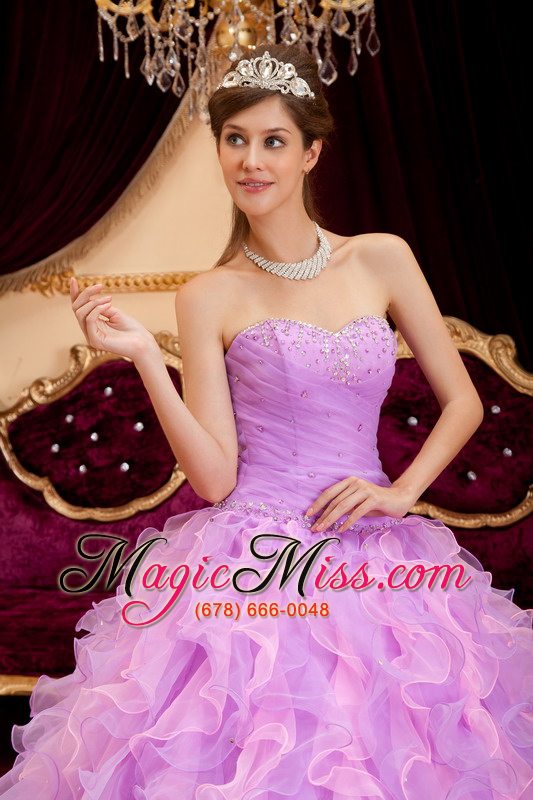 wholesale lavender ball gown sweetheart floor-length organza beading quinceanera dress