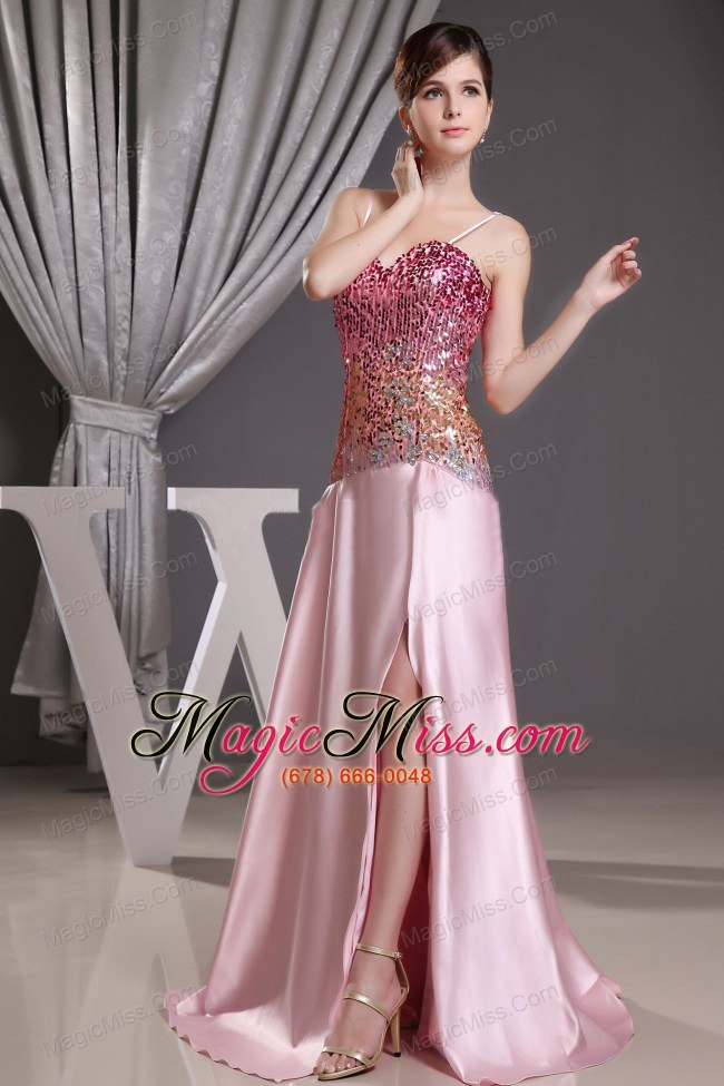 wholesale spaghetti straps and sequin decorate bodice for 2013 prom dress