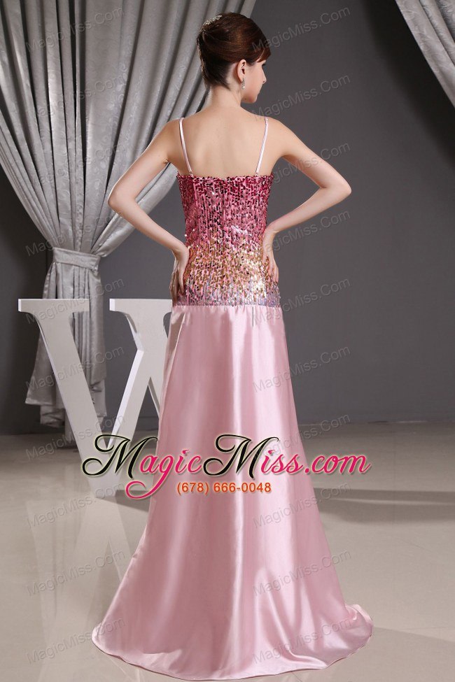 wholesale spaghetti straps and sequin decorate bodice for 2013 prom dress