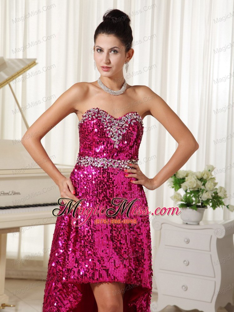 wholesale paillette over skirt with beautiful sweetheart high-low party evening dress