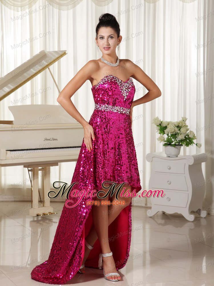wholesale paillette over skirt with beautiful sweetheart high-low party evening dress