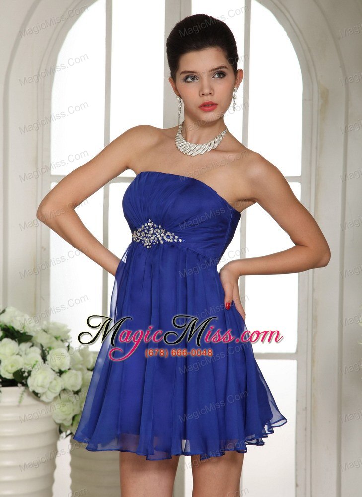 wholesale peacock blue empire beading 2013 prom dress with mini-length in mississippi