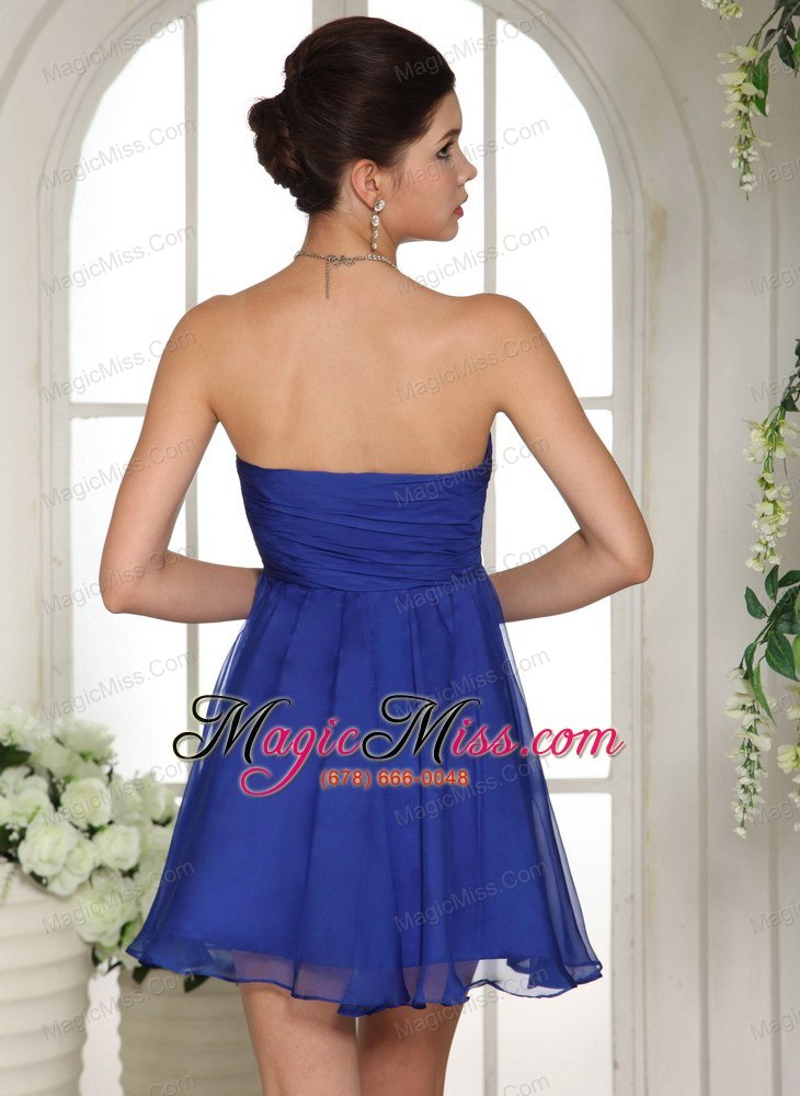 wholesale peacock blue empire beading 2013 prom dress with mini-length in mississippi