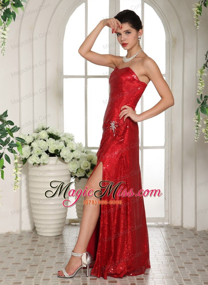 wholesale custom made slit paillette over skirt 2013 celebrity prom celebrity dress with red