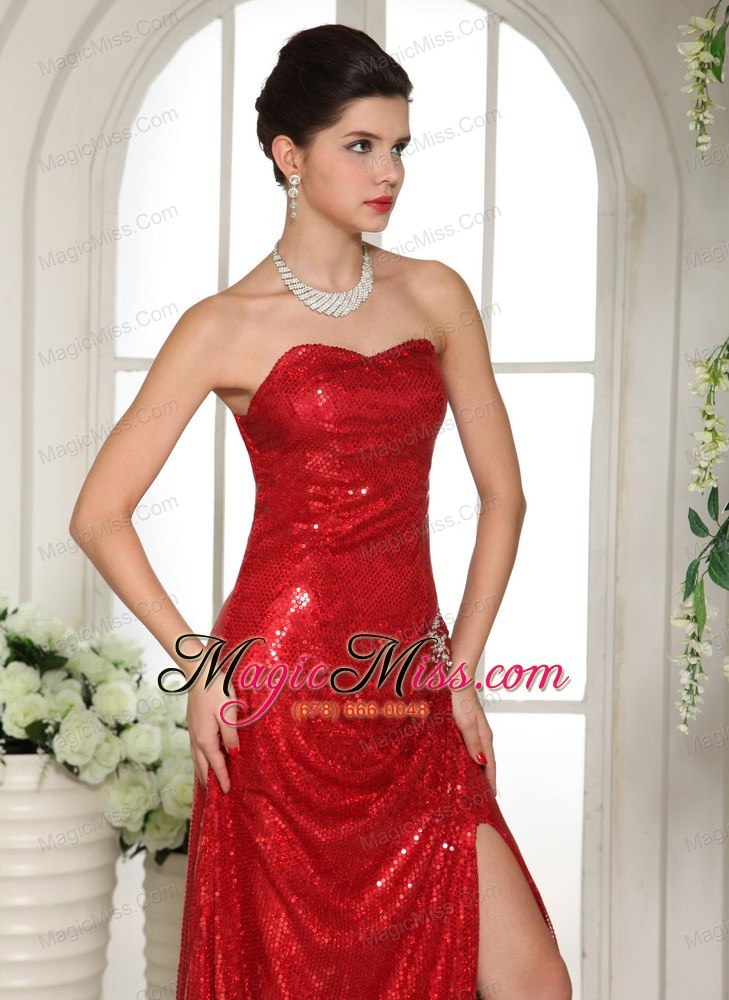 wholesale custom made slit paillette over skirt 2013 celebrity prom celebrity dress with red