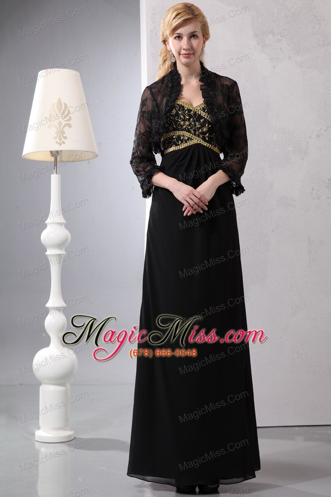 wholesale gorgeous black column sweetheart sequins mother of the bride dress ankle-length chiffon