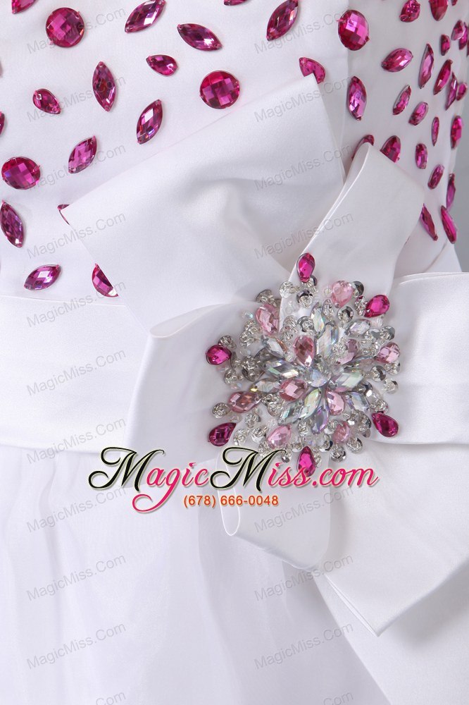 wholesale sweet white a-line sweetheart beading short prom dress mini-length taffeta and chiffon