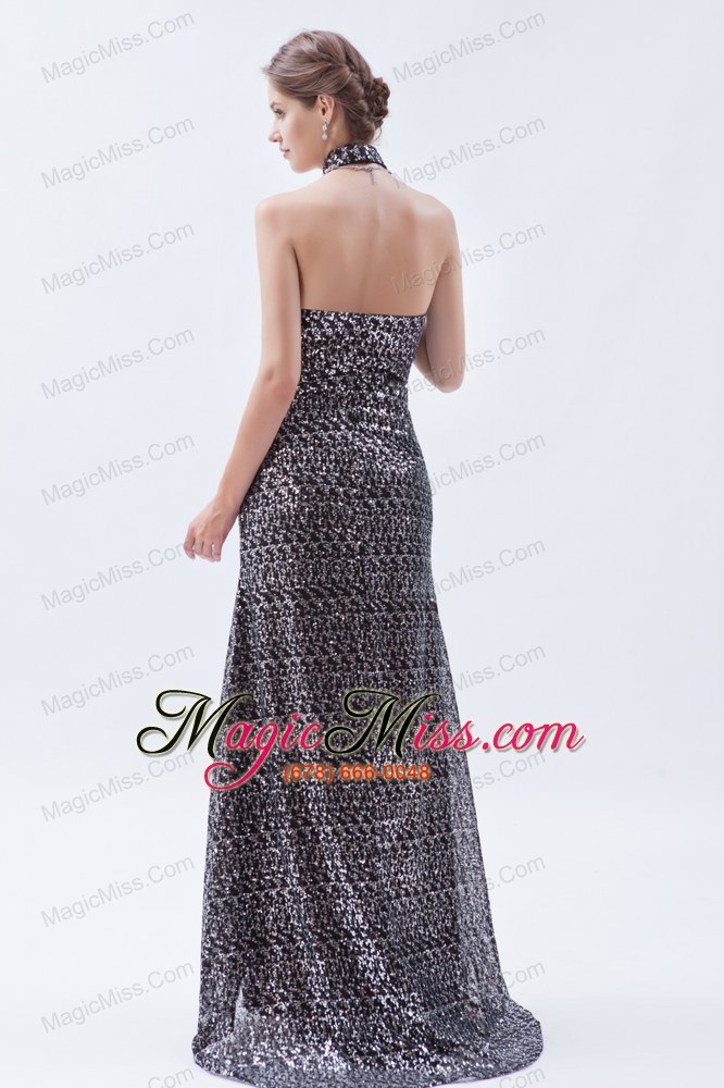 wholesale silver column / sheath high-neck prom dress sequin brush train