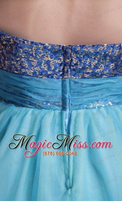 wholesale baby blue a-line / princess sweetheart floor-length organza handle-made flower prom dress