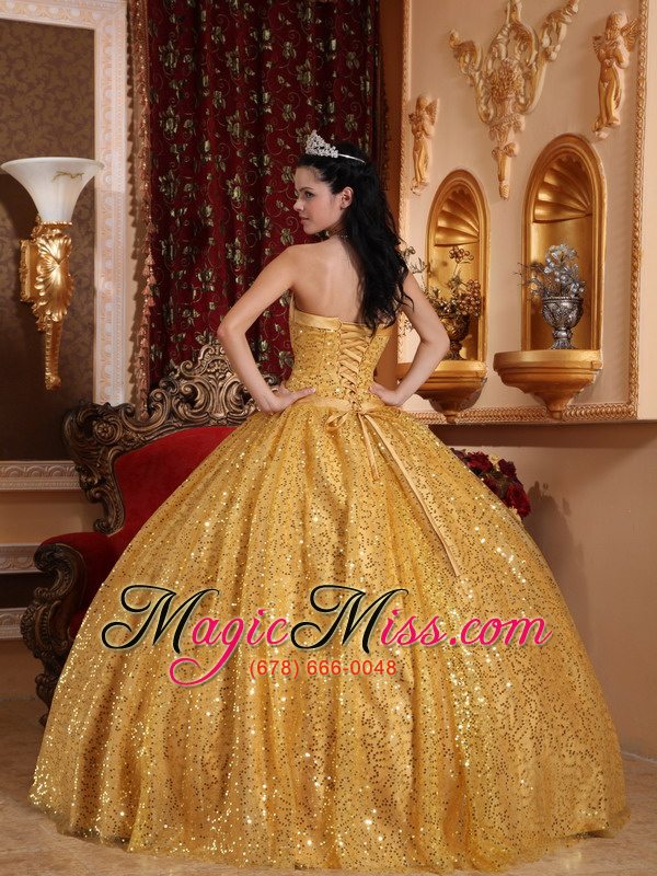 wholesale gold ball gown sweetheart floor-length beading quinceanera dress