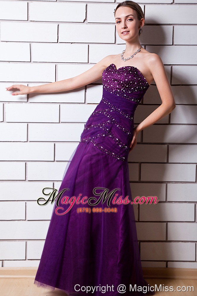 wholesale purple a-line sweetheart floor-length tulle and taffeta sequins prom dress