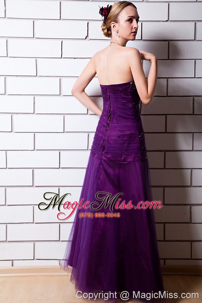 wholesale purple a-line sweetheart floor-length tulle and taffeta sequins prom dress