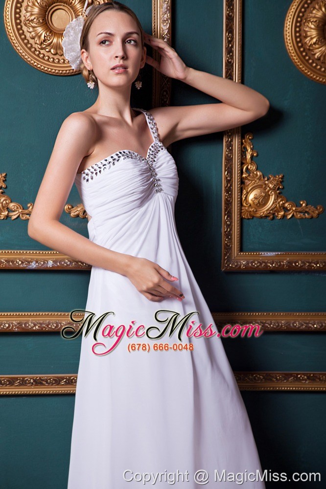 wholesale white empire one shoulder floor-length chiffon beading homecoming dress