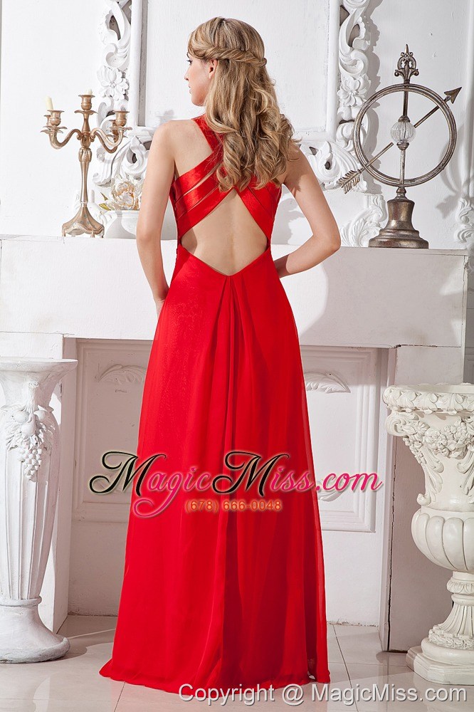wholesale red column cross straps floor-length elastic wove satin prom dress