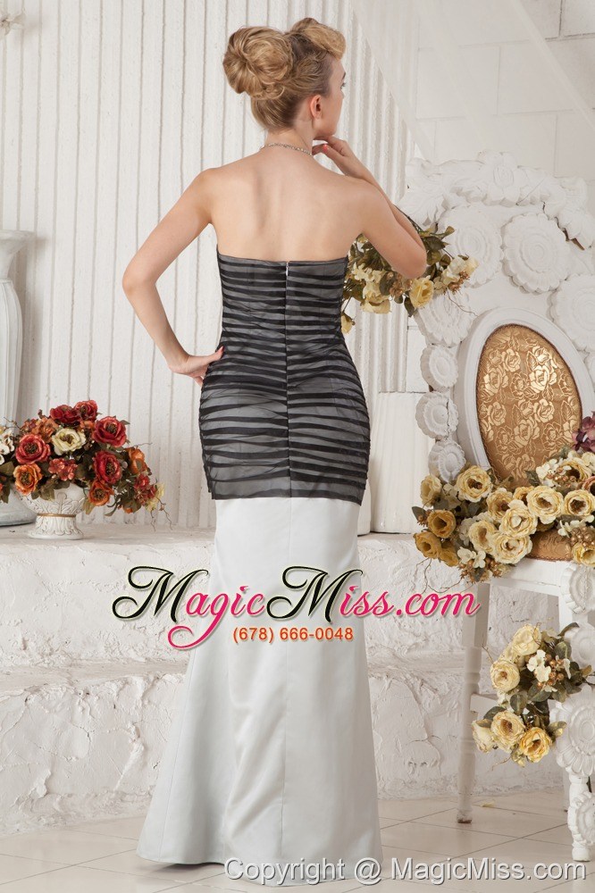 wholesale black and ivory mermaid sweetheart floor-length satin ruch prom dress
