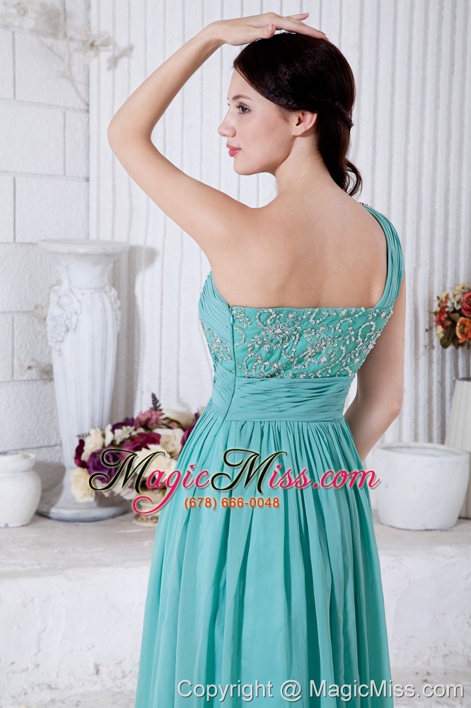 wholesale apple green empire one shoulder floor-length chiffon appliques prom / evening dress
