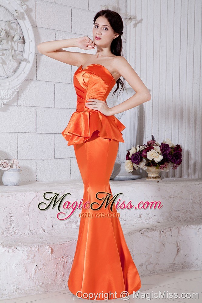 wholesale orange mermaid sweetheart floor-length taffeta ruch prom / evening dress