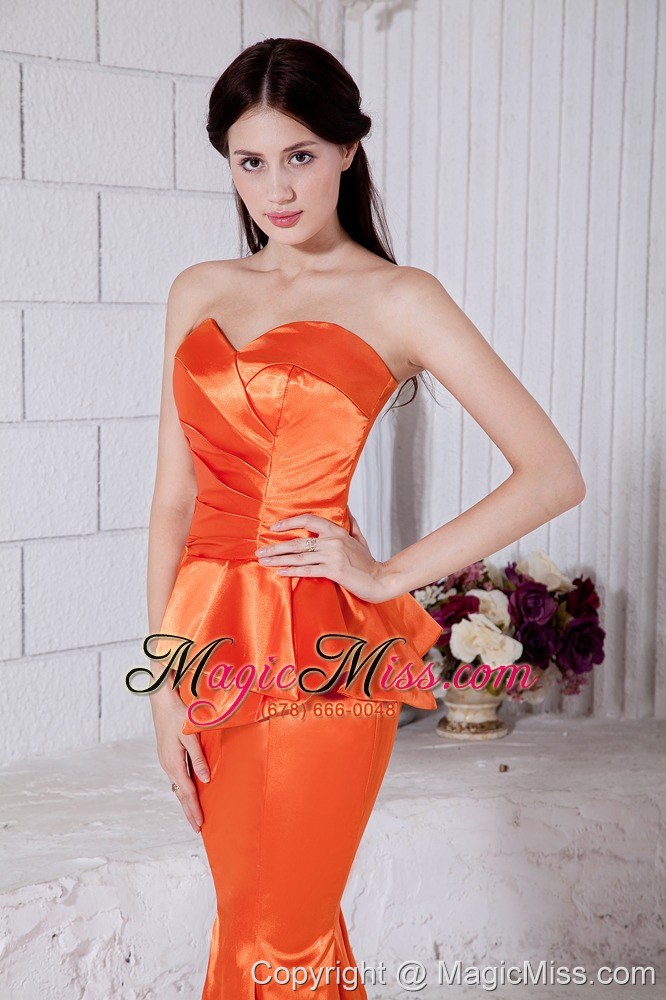 wholesale orange mermaid sweetheart floor-length taffeta ruch prom / evening dress