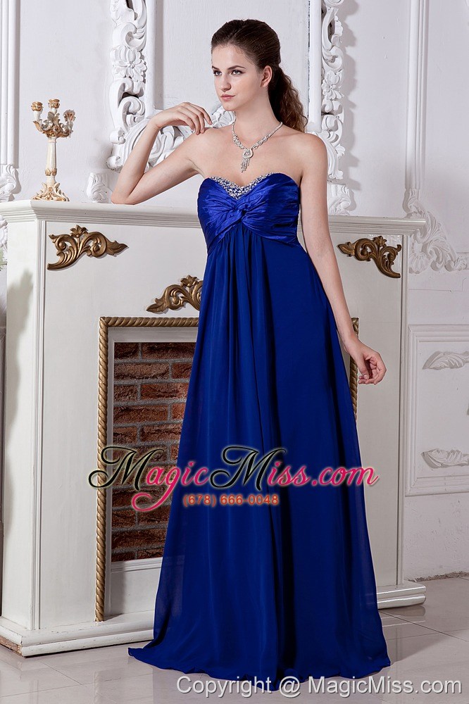 wholesale royal blue homecoming dress beading empire sweetheart floor-length chiffon