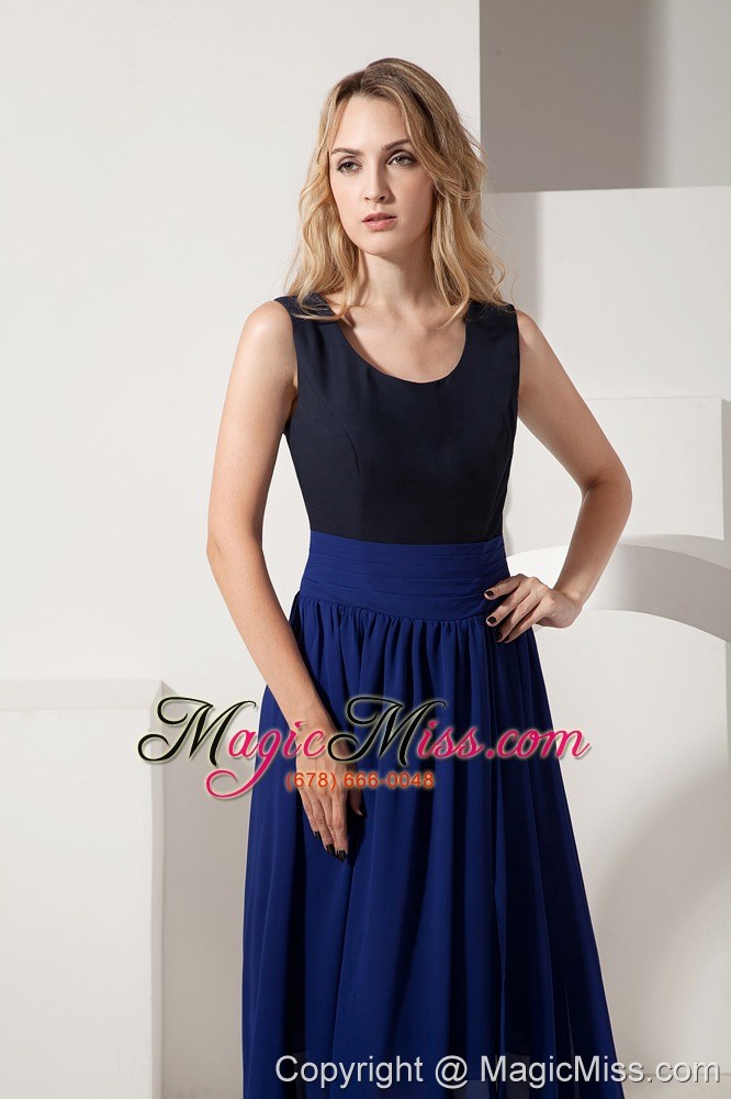 wholesale navy blue empire scoop high-low chiffon prom dress