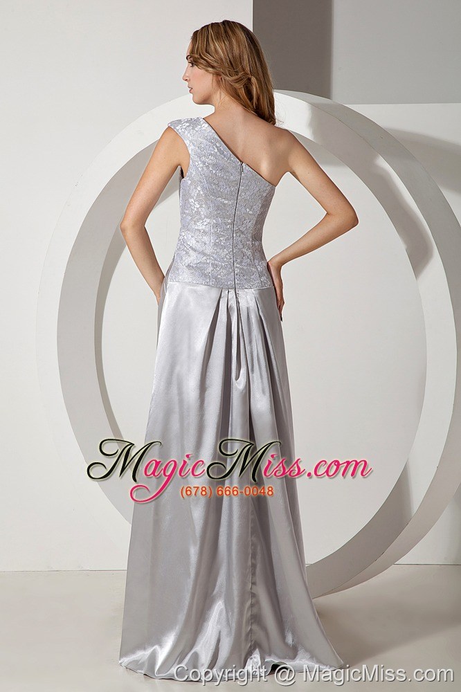 wholesale silver column one shoulder floor-length taffeta beading prom dress