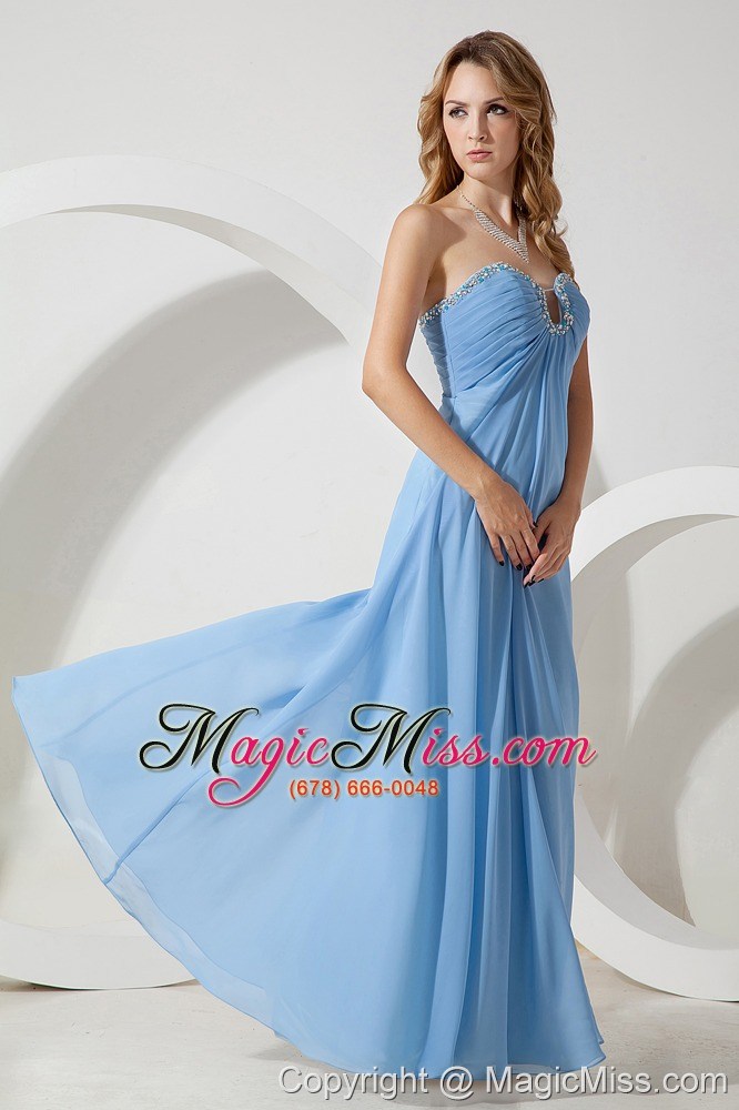 wholesale baby blue empire sweetheart beading prom / evening dress floor-length chiffon