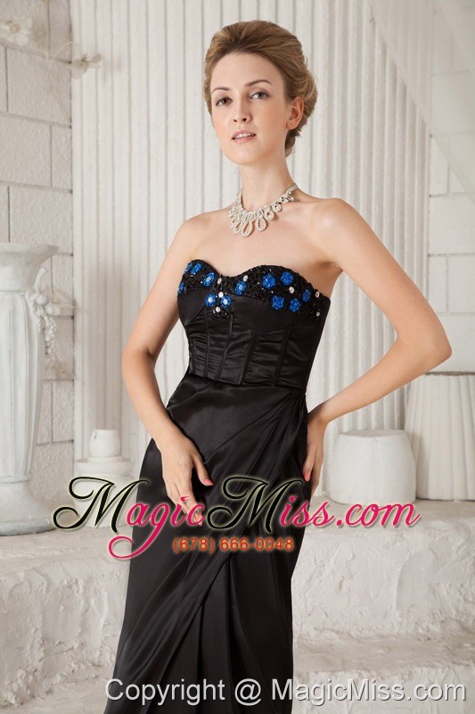 wholesale black column sweetheart ankle-length taffeta appliques prom dress