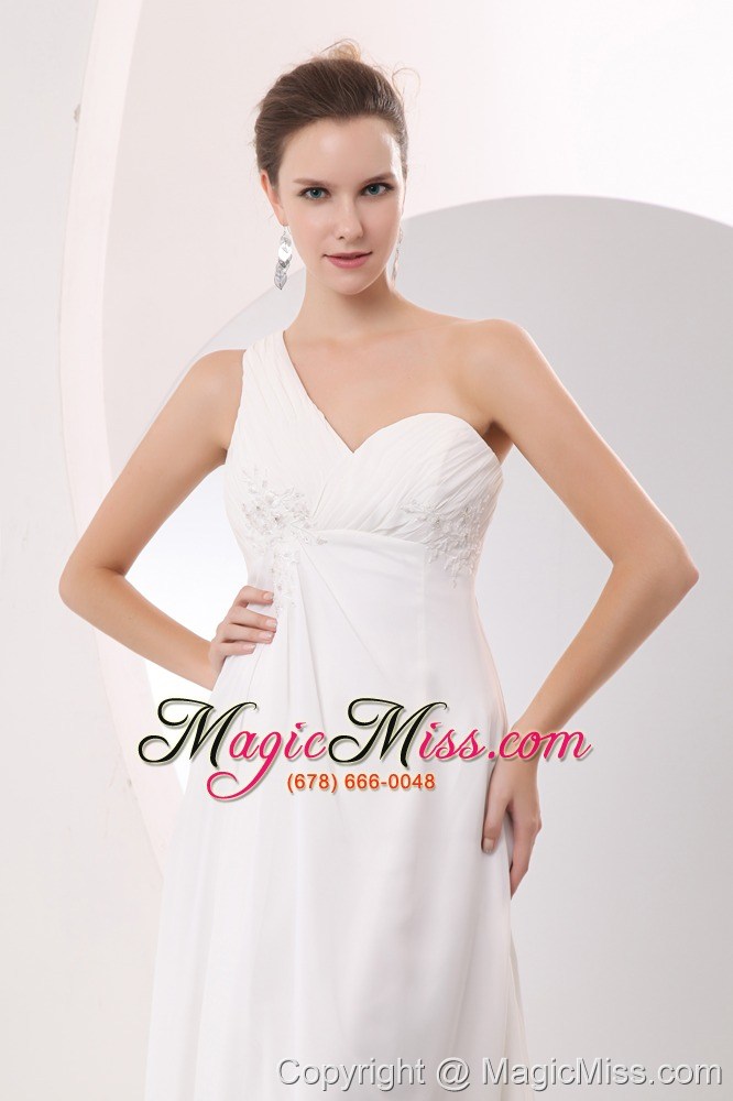 wholesale white empire one shoulder high-low chiffon appliques prom / evening dress