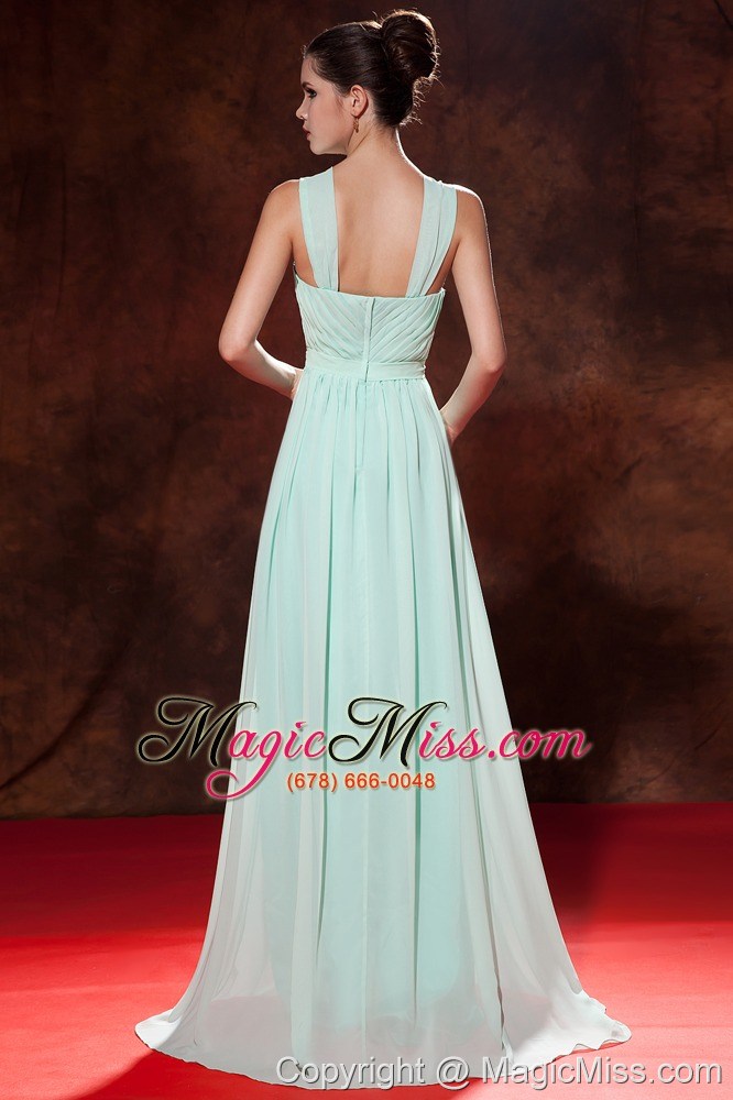 wholesale apple green empire straps floor-length chiffon ruch prom dress