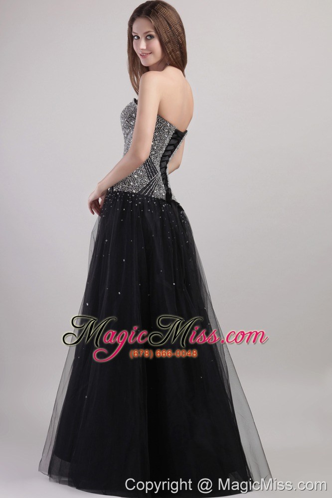 wholesale black column strapless floor-length net beading prom / celebrity dress