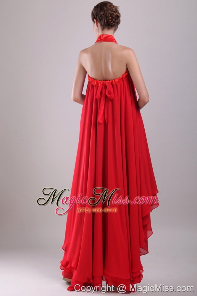 wholesale red a-line / princess strapless high-low chiffon embroidery with beading prom / homecoming dress