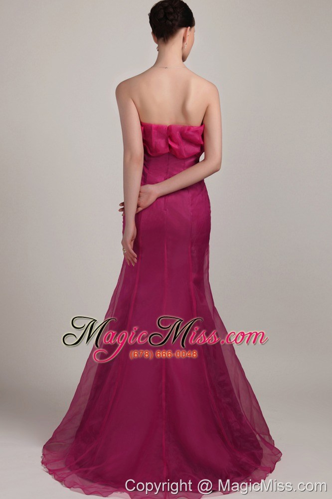 wholesale fuchsia mermaid/trumpet strapless floor-length organza prom dress