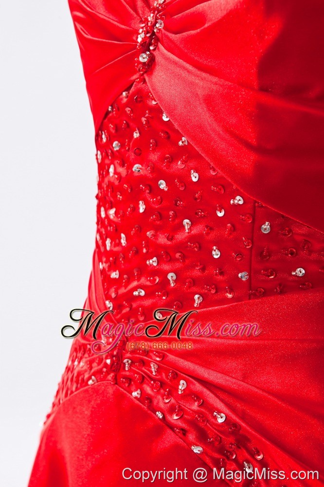 wholesale red column / sheath spaghetti straps floor-length taffeta appliques prom dress