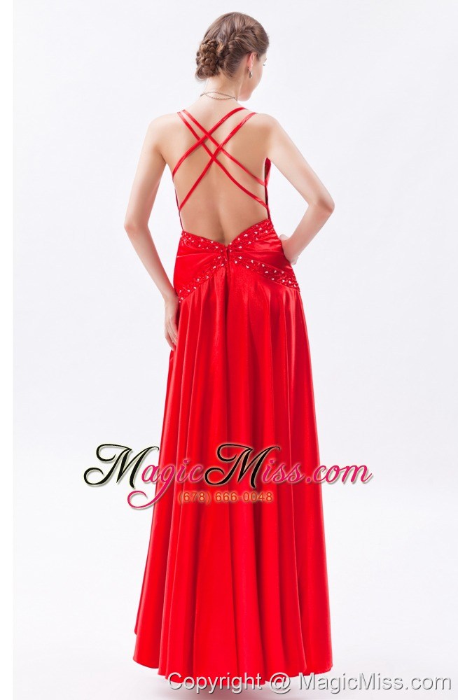 wholesale red column / sheath spaghetti straps floor-length taffeta appliques prom dress