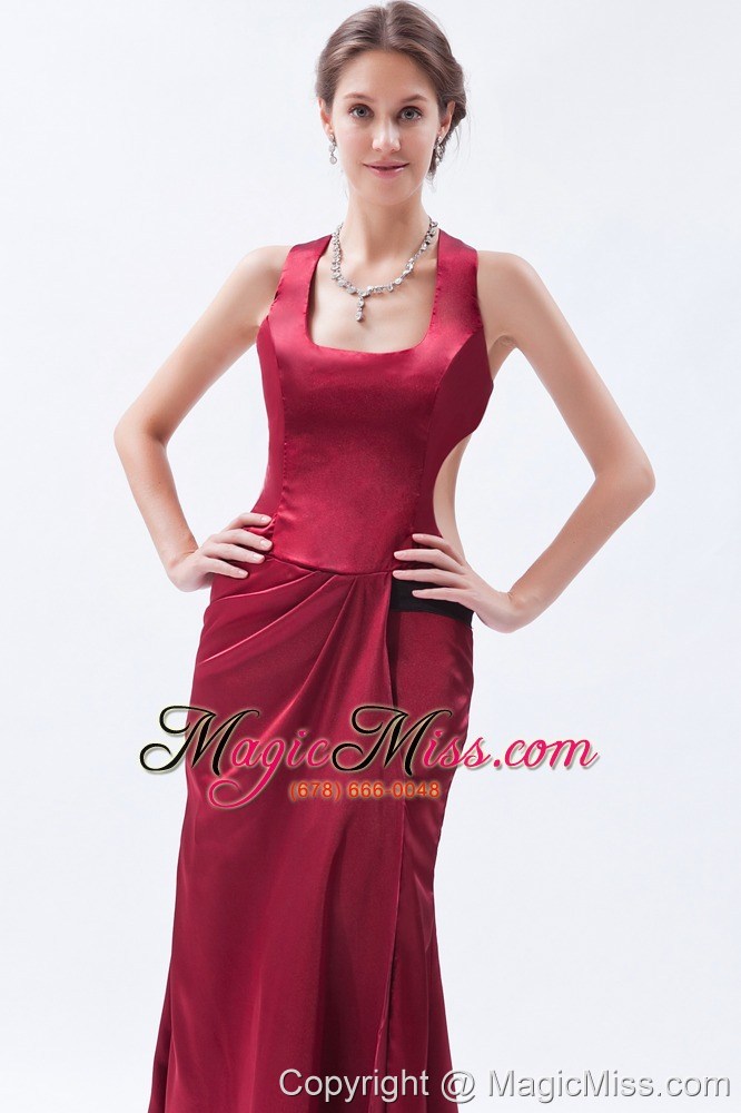 wholesale red column / sheath straps floor-length satin prom dress