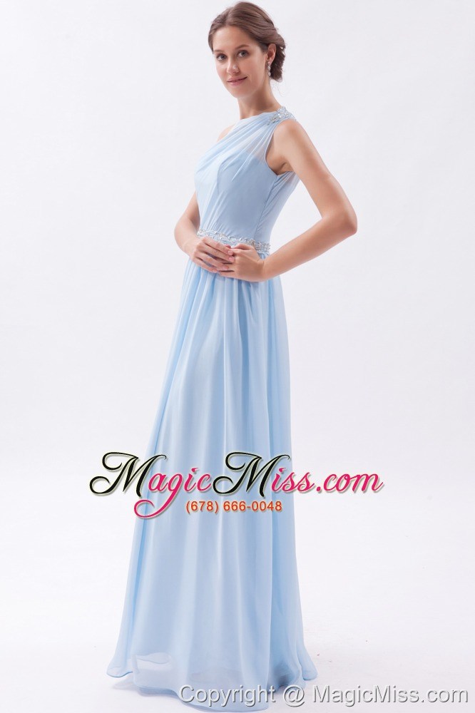 wholesale lilac empire one shoulder floor-length chiffon beading prom dress